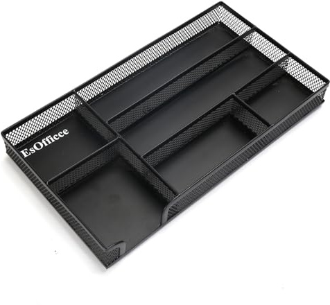 EsOfficce Drawer Organizer, Desk Organizer, Black Metal Mesh Drawer, Desk Drawer Organizer for Home Office and School,11.02X 6.10 X 1.38 Inch,Black
