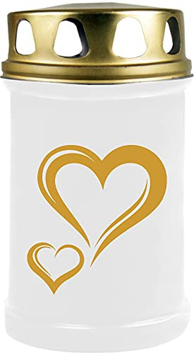 HS Candle Vela para tumba (corazón grande) – aprox. 48 h / 2 días de combustión por vela (14,5 cm, diámetro de 7 cm) – varios diseños