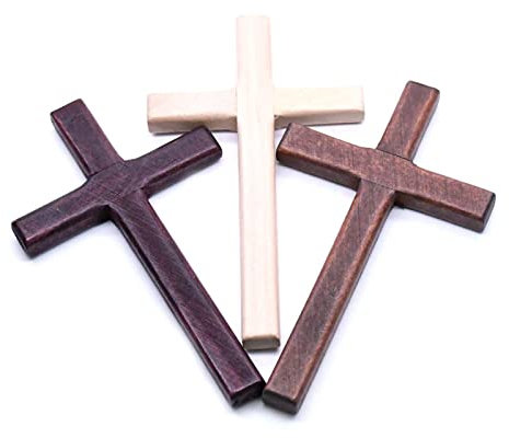 UxradG 2pcs Christ Wooden Crosses Hand Carvings Religious Cross Christian Pray Crucifix Jesus for Men & Women Ornaments For Church, House Warming,Wedding(Wine Red)