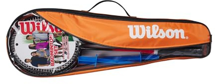 Wilson Set de 4 Raquetas de Bádminton V2, Fáciles de Sostener y Ultraligera s, Proporcionan Precisión y Exactitud, Diseñadas para Durar, Color: Rojo/Naranja, Talla: 3