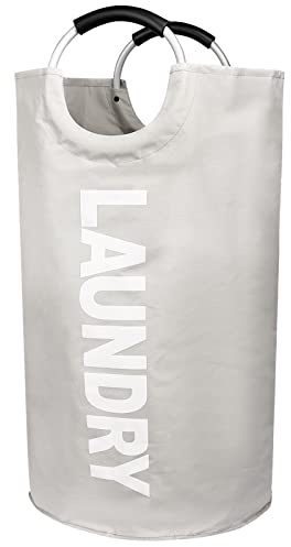 Paniers à linge pliable, 90L Panier à Linge avec poignée, Sac à Linge en Tissu Oxford, Panier Linge Sale Bac Linge Sale, Corbeille à Linge portable, trieur à linge, collecteur de bouteilles - Gris