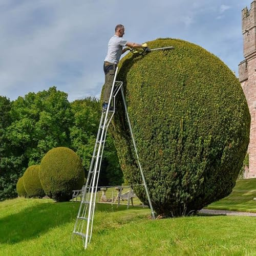 Hendon 10ft (3.0m) Aluminium Platform Lightweight Tripod Ladder with handrail - Ideal for Gardeners, DIY enthusiast, Landscapers, suitable for both outdoor and indoor use. Silver