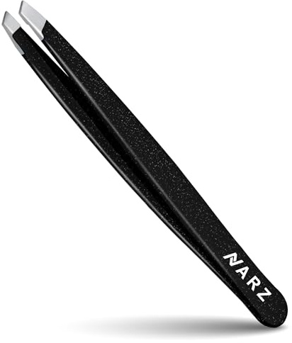 NARZ 1 Piece Professional Tweezer for Facial Hair Women & Men Stainless Steel Precision Tweezers for Ingrown Hair Tweezers for Men & Women (Shiny Black)