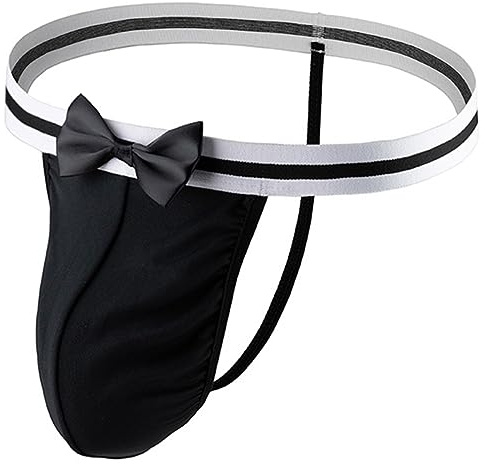 Men's Sexy Bow Tie Bodysuit Thong Waiter Cosplay Costume Mankini Beach Swimwear Manthong Swimsuit Men Underwear with Suspender Swimming Bodysuit Novelty Stag Fancy