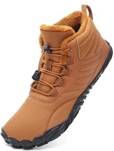 Mabove Zapatos barefoot Botas de invierno para hombre y mujer Zapatillas de trail running Forro cálido Zapatos de invierno Botas de nieve (marrón, 39 EU)