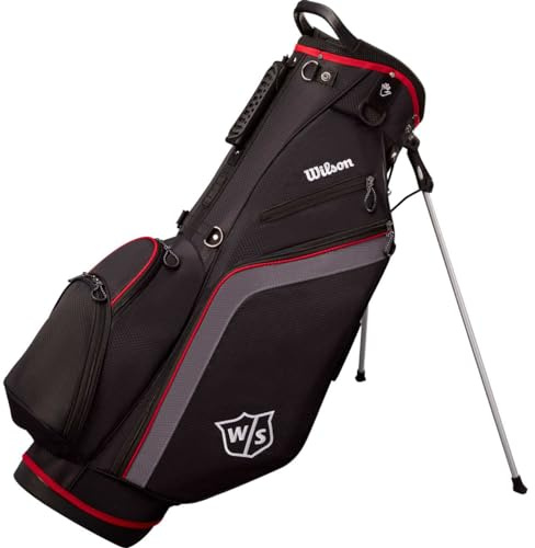 Wilson Golf Lite - Bolsa de pie, color negro y rojo