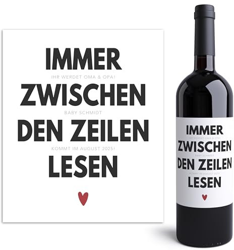Ihr werdet Oma und Opa Weinetiketten personalisiert zum Schwangerschaft verkünden Großeltern Flaschenetiketten Wein Geschenk Etiketten selbstklebend 2 Stück | 10x12 cm