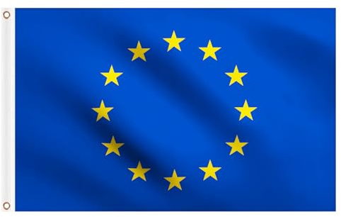 European Union Flag 5ft x 3ft, Large EU Europe Flags with Brass Eyelets for School Culture Party Indoor Outdoor Decorations