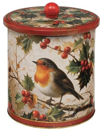 Elite tins Robin Christmas Kitchen Medium Biscuit Barrel - 150(d) x 173mm