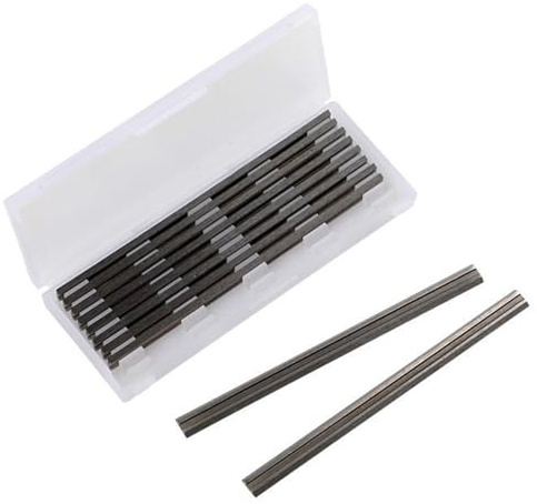 Lot de 10 lames de rabot électriques réversibles de précision HSS avec deux bords de coupe compatibles avec Makita/Black/Decker - 82 mm