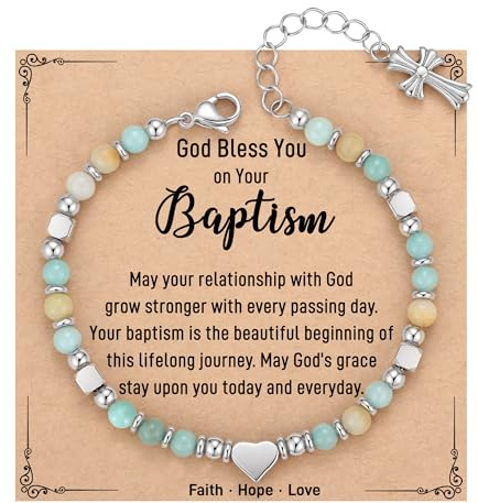 TONY & SANDY Baptism Gifts for Girl, Catholic Christening Baptism Cross Bracelet Religious Christian Gifts Women Teens Girls Jewelry Tween Goddaughter Daughter Granddaughter Niece Preteen