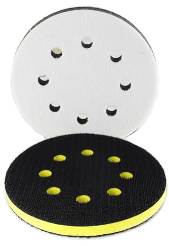 2PCS 5 Inch 8 Holes Soft & High Foam Interface Pad, Orbital Sander Foam Pad 5 inch, Hook and Loop 5 Inch Sponge Cushion Buffer Backing Pad for Orbital Sander (2pcs of Set)