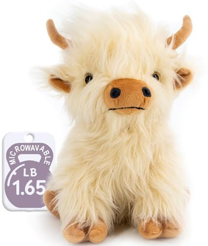 Marysun Microwavable Highland Cow Stuffed Animal - Weighted Stuffed Animal Plush, Heating Pad for Period Cramps, Cozy Gift for Girls|Women|Kids|Elderly People