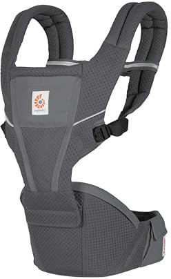 Ergobaby Alta Hip Seat Baby Carrier with Belly Seat for Babies and Toddlers from 4 Months (5.5 kg - 20.4 kg) - Baby Carrier with SoftFlex Net