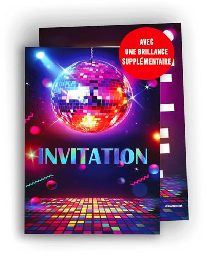 Edition Colibri Cartes d’invitation anniversaire enfant – Thème disco – Lot de 10 cartes A6 – Fête des années 80 et 90 – Invitations amusantes pour enfants