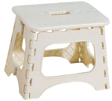 FUGLUS 1 sgabello pieghevole, sgabello bicolore, sgabello in plastica, sgabello pieghevole, sgabello per bambini, capacità di carico fino a 150 libbre, bianco