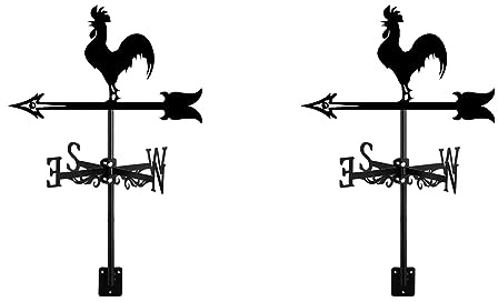Janasiba 2X Segnavento Un Forma di Gallo - Siluetta della Banderuola Un Forma di Galletto retrò - Indicatore della Direzione del per la Fattoria All'Aperto