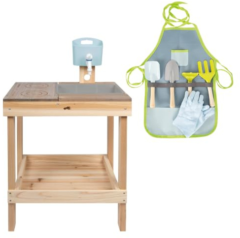 Small Foot Cocina Exterior Infantil con Juego de Agua y Jardinería - Verde