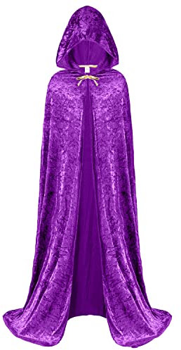 Spooktacular Creations Halloween Cape à Capuchon en Velours Sorcière Cape Costume Accessoire pour Femme (Violet)