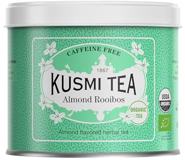 Kusmi Tea - Rooibos Amande - Infusion Bio - Rooibos Issu de l'Agriculture Biologique - Infusion Douce et Onctueuse sans Théine - Boîte Thé Métal 100g - Quantité pour environ 50 Tasses