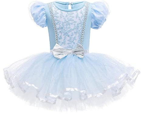 Lito Angels Princess Cinderella Ballerina Costume for Kids Girls, Fancy Ballet Tutu Dress Dance Wear Outfit, Age 7-8 Years, Blue (Tag Number 140)