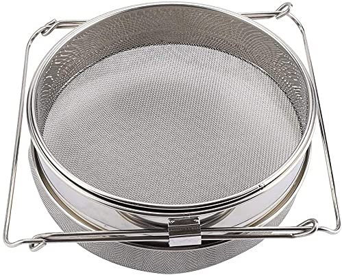 YRHH Setaccio per Miele, Filtro per Miele in Acciaio Inossidabile Doppio Filtro per Miele Attrezzatura per Apicoltura con Maniglie Regolabili Adjustable