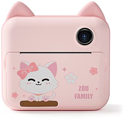 Andoer P1 barnkamera, direktbildskamera fotoskrivare barn med 2 rullar tryckpapper, 32 GB SD-kort, stöd WiFi-överföring Gäller för självhäftande fotopapper, gåva för barn (rosa)