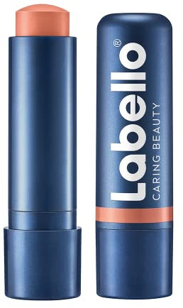 Labello Caring Beauty Nude (5.5ml) Coloured Lip Balm with Vitamin E, Shea Butter and Almond Oil Moisturising Lip Balm for a Radiant Finish