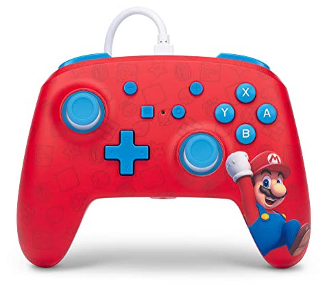PowerA Manette filaire améliorée pour Nintendo Switch, modèle Switch OLED et Nintendo Switch Lite, accessoire de jeu, manette de jeu, manette filaire, sous licence officielle - Woo-hoo! Mario