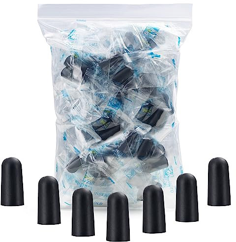 LiteTour Lot de 50 paires de bouchons d'oreille en mousse ultra doux pour dormir, NRR 38 dB, protection auditive réutilisable pour le travail, les concerts, les voyages et les études