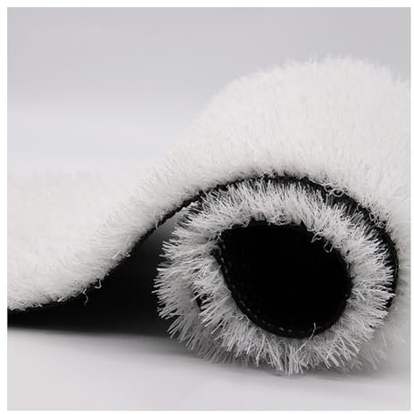 pujindu Alfombra de césped artificial, alfombra de césped sintético de aspecto realista para patio, jardín, césped, personalizable (color: blanco, tamaño: 47 x 47 pulgadas)