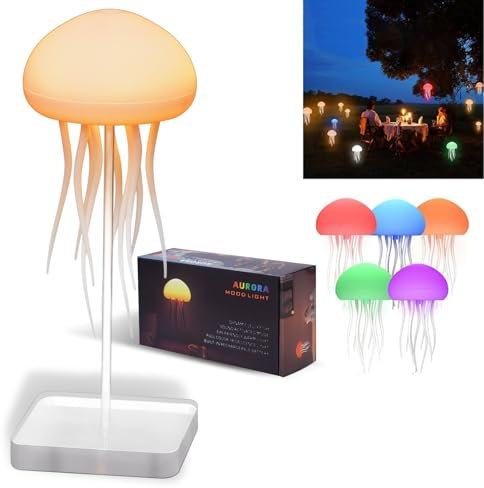OKESYO Lampada a Medusa, 17 Colori RGB LED Meduse Notturna con Controllo Vocale e Tentacolo, Portatile Ricaricabile Lampada Medusa per Regalo Donna Uomo Amica Compleanno