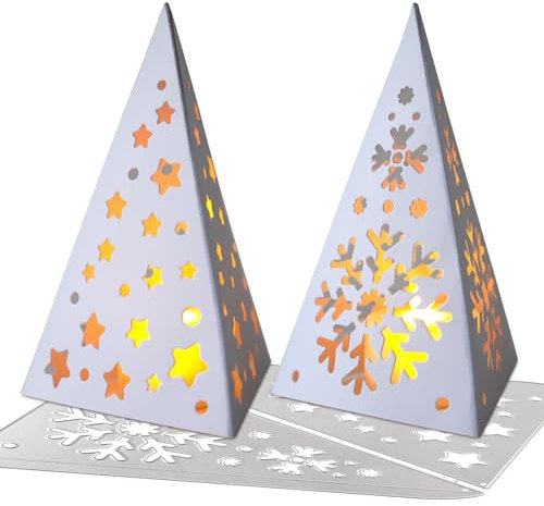 BOFUNX 2 Stücke Stanzschablonen Weihnachten Laterne Stanzform Windlicht Stanzschablonen Prägeschablonen Schneeflocken Sterne Lampenschirm Stanzen Cutting Dies für Weihnachten Handwerk Geschenk