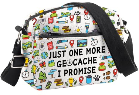 PLITI Geocaching Crossbody Bag Geocacher Gift Just One More Geocache I Promise Gift Outdoor Lover Gift Treasure Hunter Gift (More Geocache CBU)