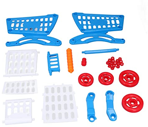 HUSHUI Varukorgsset för Barn, Pedagogisk Leksak för Rollspel och Lärande, med Realistisk Varukorg och Plastfrukter, för Tidig Barndomsutveckling (Blå)
