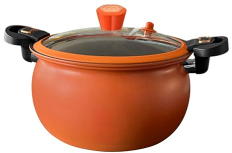 Vilgftyiet Pentola a pressione antiaderente, pentola a micro-pressione da 6 l, per zuppe e stufati, per arancia (arancione, 8 L)