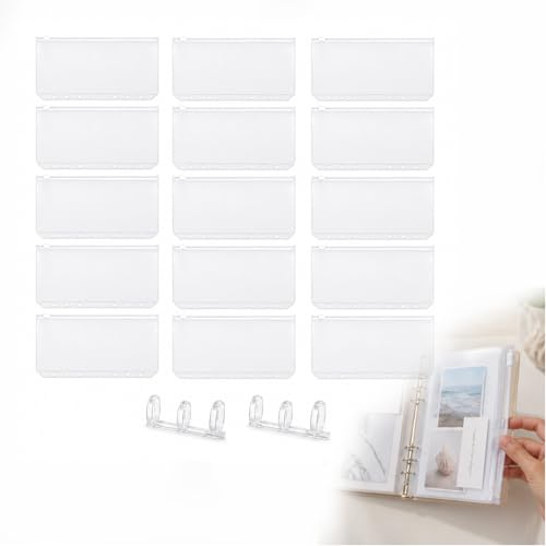 Organizador de Agujas de Tejer Circulares A6 con 15 Bolsas y 2 Carpetas de PVC con Cremallera, Almacenamiento Seguro y Transparente para Agujas Circulares, de Cable y Redondas, Material Duradero