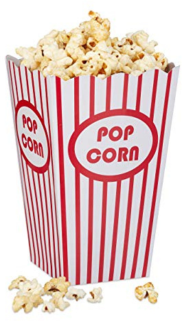 Set de 576 Cajas Palomitas, Popcorn Box, Cubo Rayas, Estilo Retro EE.UU., Cartón, 16 x 12 x 10 cm, Rojo-Blanco