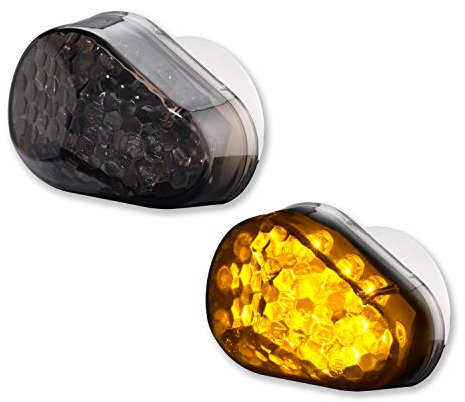 Germany Motorsports LED Motorrad Verkleidungsblinker Mini Blinker für Verkleidung e-geprüft smoke rauchgrau getönt 12V (Passend für Yamaha Modelle (Big))