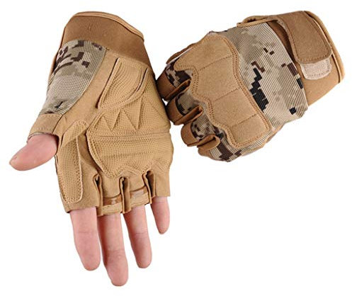 QIMANZI Guanti da uomo per allenamento tattico, da moto, da arrampicata, senza dita, per escursionismo, arrampicata, moto, bicicletta, ciclismo, lavoro d M