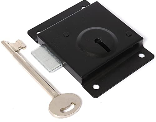 Isl 3 75mm Black Face Fix Rim Presslock Shed Door Lock With Key & Fixings