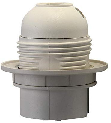 YHUS Edison Screw ES E27 Light Bulb Lamp Holder Pendant Socket, Practical Lamp Pendant Socket with Shade Ring and 10mm Threaded Entry(White), Free Size