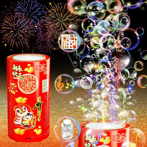 Feuerwerk Seifenblasenmaschine, Tischfeuerwerk Indoor, Weihnachten Automatischer Feuerwerks-Seifenblasenhersteller mit Lichtern und abschaltbarem Sound