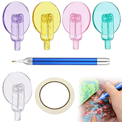 TUKNN DIY Diamant Malwerkzeug,5D Diamond Painting Werkzeug,LED Diamant Malerei Bohrstift,DIY Diamant Malerei Stift mit Licht Zubehör,Diamant Malerei Zubehör, mit 5 Rollenrad, für Diamant-Bohrstifte
