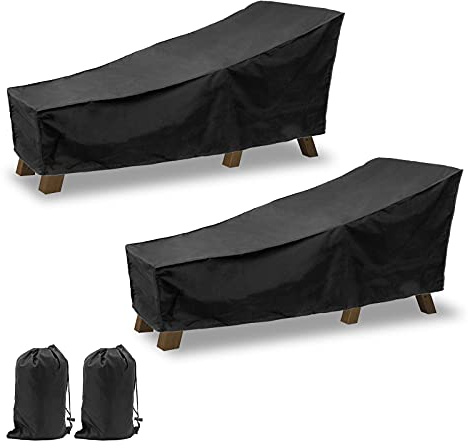 AZKEEGREY 2-pack trädgårdssolstol överdrag vattentät, svart