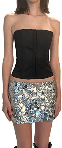 Gonna da donna con brillantini, con paillettes, gonna corta, lucida, sexy, con glitter, per ballo, feste, concerti