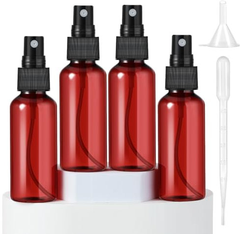 cobee Flacone spray da 50 ml, 4 nebulizzatori per profumo, con 1 contagocce, 1 imbuto, nebulizzatore per profumo, bottiglie di plastica, piccolo nebulizzatore, riutilizzabili (marrone)