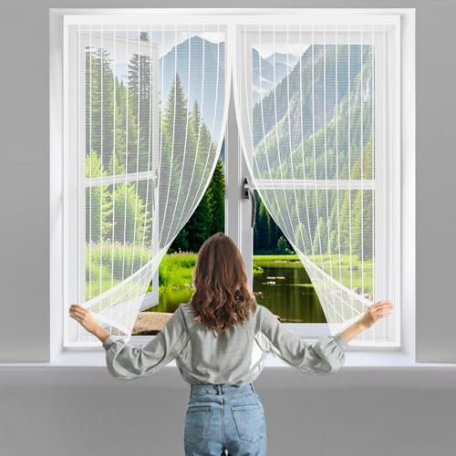 Mosquito Netting for Door 76 x 118 cm(30 x 46inch) Hands-Free Entry and Exit, Insect Mesh Mosquito Net with Full Frame Magnetic Strip for Use on All Doors and Windows, White