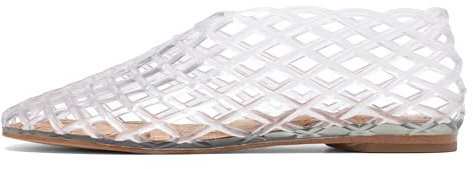 Molozoey Jelly Mesh - Zapatos planos de ballet cómodos y transparentes, sandalias planas de punta cerrada para mujeres adultas