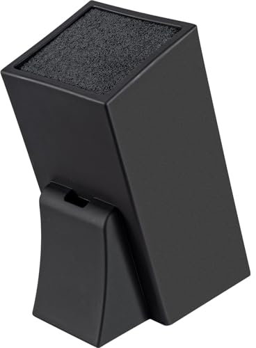 G.a HOMEFAVOR Schwarz Messerblock ohne Messer Unbestückt Universal Messerblock Stabil mit Borsteneinsatz Stark Halt für Messer